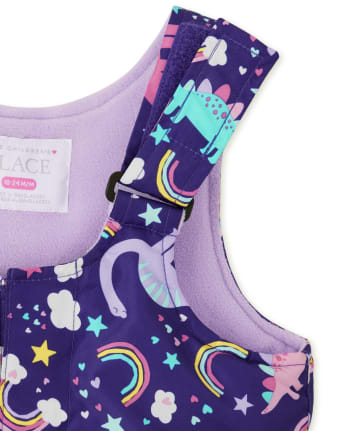 Toddler Girls Print Snow Overalls