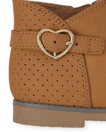 Toddler Girls Heart Buckle Booties