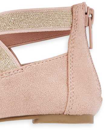 Ballerines métallisées à brides croisées pour toute-petite fille