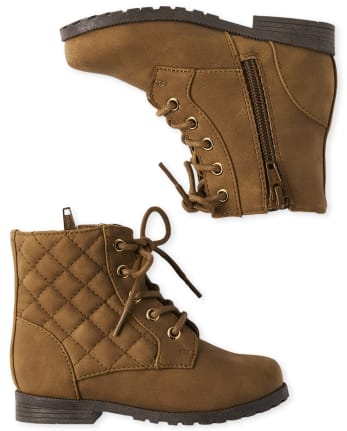 Toddler Girls Quilted Lace Up Booties