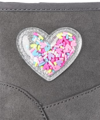Toddler Girls Shakey Heart Faux Suede Boots