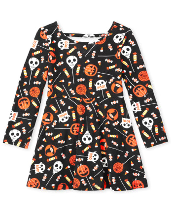 Baby And Toddler Girls Halloween Candy Cut Out Skater Dress