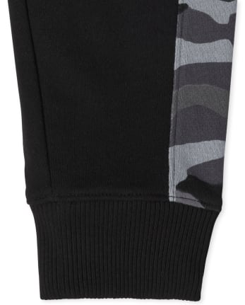 Boys Camo Side Stripe Fleece Jogger Pants