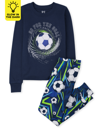 Boys Glow Soccer Snug Fit Cotton Pajamas