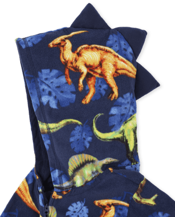 Pijama de una pieza con capucha y manga larga de forro polar Dino para niños