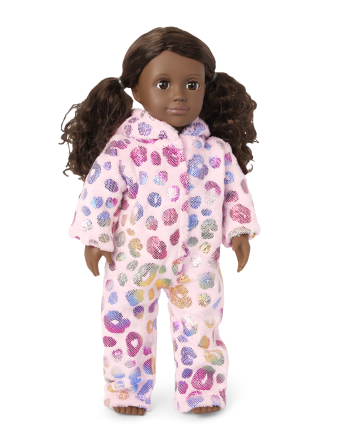 Doll Mommy And Me Long Sleeve Christmas Leopard One Piece Pajamas