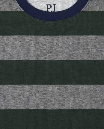Boys Striped Henley Snug Fit Cotton Pajamas 2-Pack