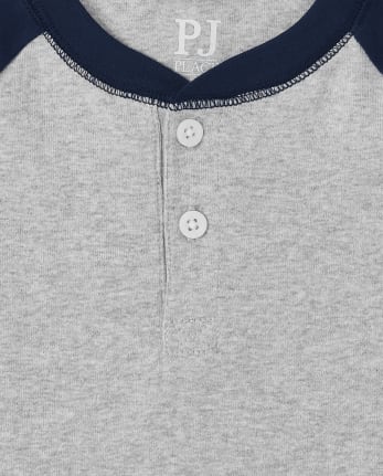 Boys Striped Henley Snug Fit Cotton Pajamas 2-Pack