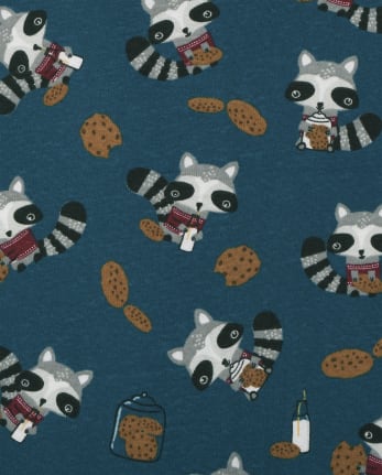 Pijama de una pieza de algodón con ajuste ceñido de mapache para bebés y niños pequeños