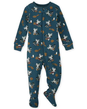 Pijama de una pieza de algodón con estampado de mapache manga larga para bebés y niños pequeños The Children's Place -