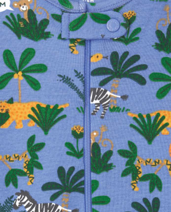 Paquete de 2 pijamas unisex de una pieza de algodón con ajuste ceñido de Safari Dino para bebés y niños pequeños