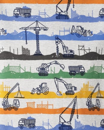 Lot de 2 pyjamas une pièce en coton coupe ajustée pour bébé et tout-petit garçon Dino Construction