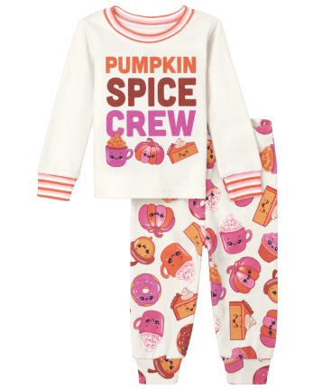 Pijama de algodón de ajuste ceñido para bebés y niñas pequeñas Pumpkin Spice Crew