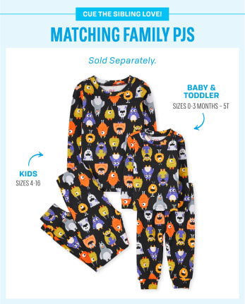 Unisex Baby And Toddler Glow Monster Mashup Snug Fit Cotton Pajamas