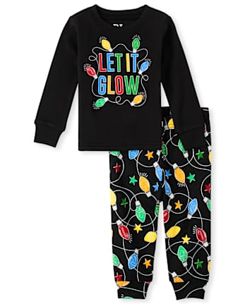 Pijama de algodón unisex para bebés y niños pequeños a juego con la familia Let it Glow Snug Fit
