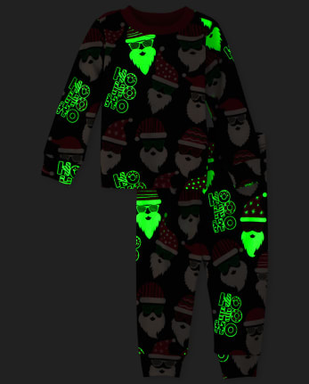 Unisex Baby And Toddler Matching Family Glow Ho Ho Ho Snug Fit Cotton Pajamas