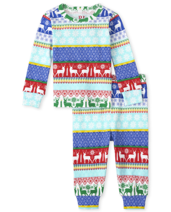 Unisex Baby And Toddler Matching Family Merry and Bright Fairisle Snug Fit Cotton Pajamas