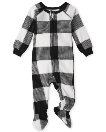 Unisex Baby And Toddler Matching Family Buffalo Plaid Fleece One Piece Pajamas