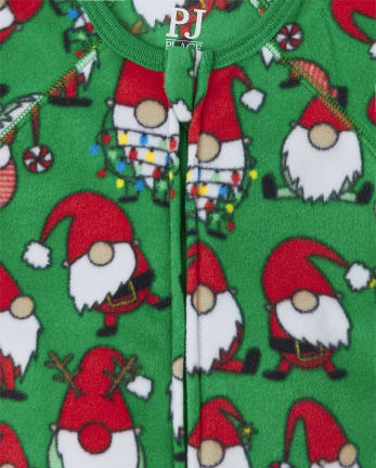 Unisex Baby And Toddler Matching Family Christmas Gnomies Fleece One Piece Pajamas