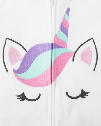 Enjuague bucal Platillo SIDA Pijama de una pieza con pie de forro polar de unicornio de manga larga para  bebés y niñas pequeñas | The Children's Place - WHITE