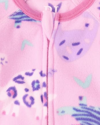 Pijama de una pieza de forro polar con diseño de leopardo Dino para bebés y niñas pequeñas, paquete de 2