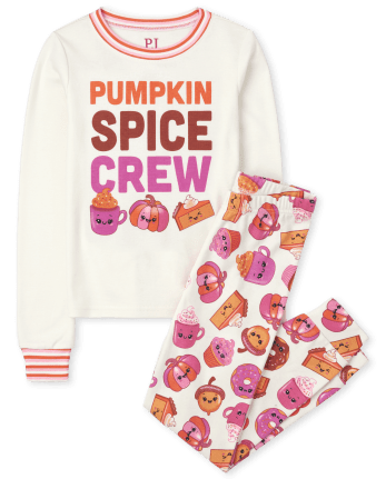 Pijama de algodón de ajuste ceñido para niñas Pumpkin Spice Crew
