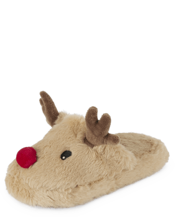 Unisex Kids Matching Family Reindeer Slippers