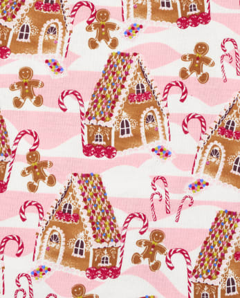 Girls Gingerbread House Snug Fit Cotton Pajamas