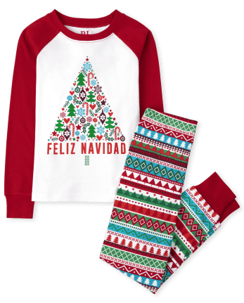 Kids Matching Family Feliz Navidad Snug Fit Cotton Pajamas
