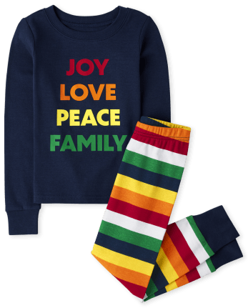 Kids Matching Family Peace Love Joy Snug Fit Cotton Pajamas