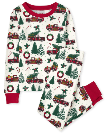 Pijama de algodón unisex para niños a juego con el árbol de Navidad de la familia O - BUNNYS TAIL