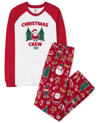 Unisex Adult Matching Family Christmas Crew 2022 Cotton And Fleece Pajamas