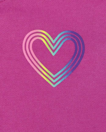Girls Rainbow Heart Fleece Zip Up Hoodie