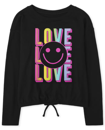 Girls Graphic Tie Front Top