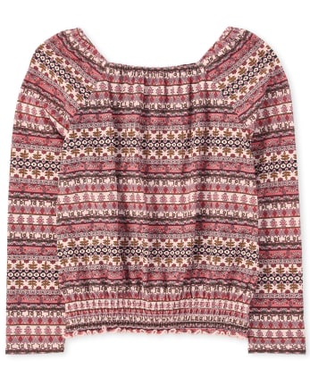 Girls Print Smocked Top