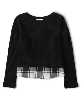 Chandail 2 en 1 Buffalo Plaid Snit pour fille