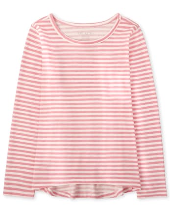 T-shirt basique à superposition rayé pour fille