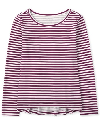 T-shirt basique à superposition rayé pour fille