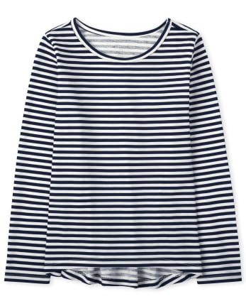 T-shirt basique à superposition rayé pour fille