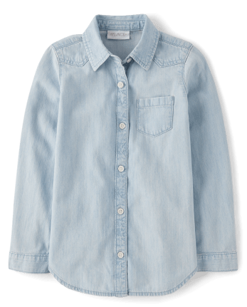 Girls Denim Button Up Shirt