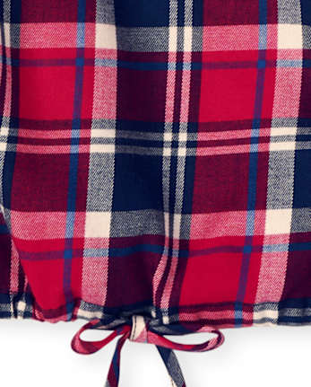 Girls Matching Family Plaid Tie Front Top