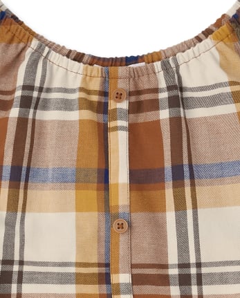 Womens Matching Family Plaid Tie Front Top