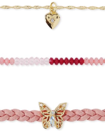 Girls Butterfly Choker Necklace 3-Pack