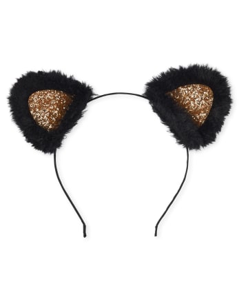 Girls Glitter Faux Fur Cat Ears Headband