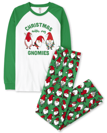 Adult Matching Family Christmas Gnomies Cotton And Fleece Pajamas