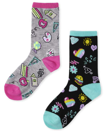 Girls Doodle Crew Socks 6-Pack