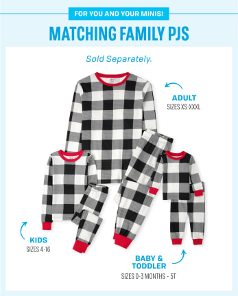 Unisex Baby And Toddler Matching Family Christmas Long Sleeve Thermal Buffalo  Plaid Snug Fit Cotton Pajamas