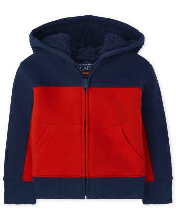 Baby And Toddler Boys Colorblock Sherpa Zip-Up Hoodie