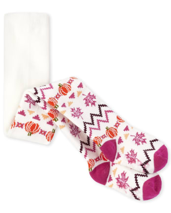 Toddler Girls Pumpkin Fairisle Tights