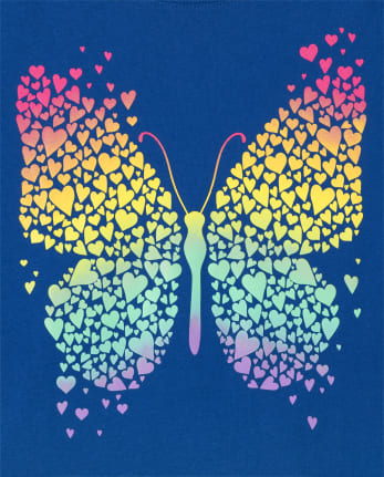 Camiseta con estampado de mariposa arcoíris para niñas